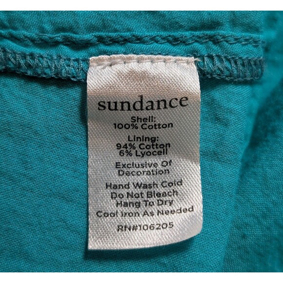 Sundance Size M Teal Floral Ruffle Tiered Midi Dress Cotton Boho Hippie Chic - Picture 10 of 12